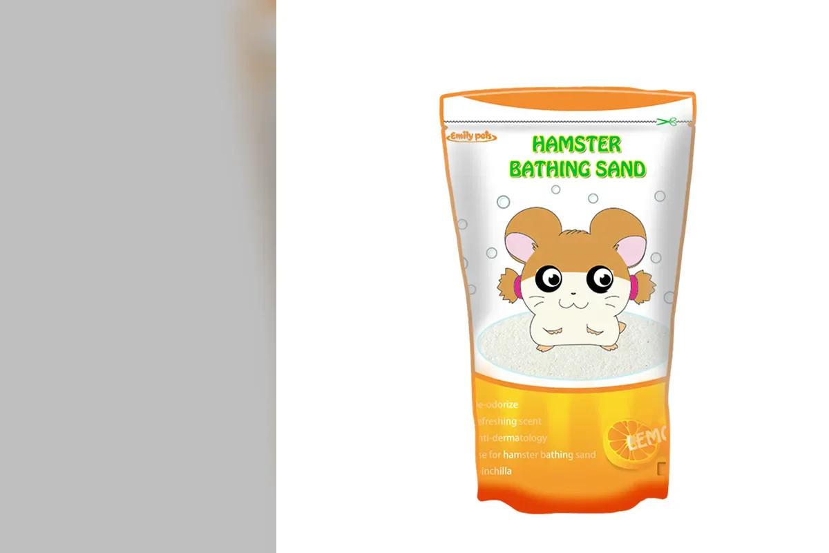 Official Emily pets orange hamster bathing sand retail pouch